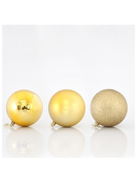 Μπαλα Πλαστικη, Χρυση, σετ 6τμχ, 10cm