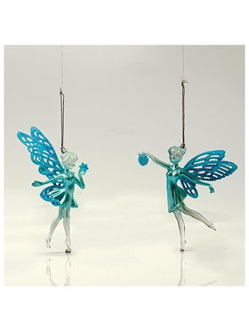 Νεραιδα Ακρυλικη, 2 Σχεδια, με Γαλαζιο Glitter, 8,8x15,2cm