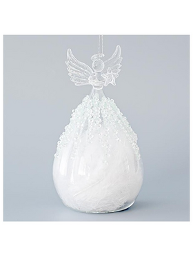 Γυαλινη Νεραιδα, με Πουπουλα στο Εσωτερικο Της, σετ 2τμχ, 9,5x17cm