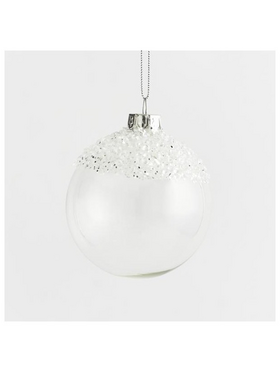 Γυαλινη Μπαλα, Διαφανη, με Διαφανες Χαντρες, 2 Σχηματα, σετ 4τμχ, 8cm