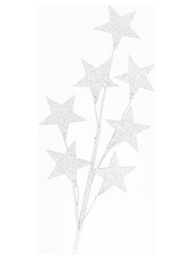 Κλαδι με Λευκο Glitter Αστερια, 46cm