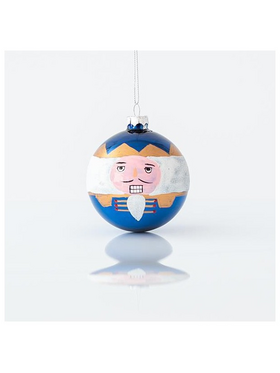 Γυαλινη Μπαλα, Μπλε, με Καρυοθραυστη, σετ 4τμχ, 8cm