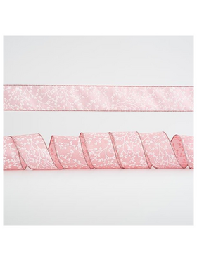 Κορδελα Ροζ, με Ασημι Κλαδια, 6,35cm, 10y