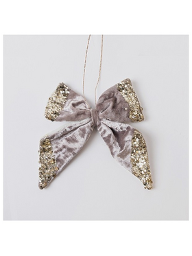 Βελουδινος Φιογκος, Γκρι, με Glitter, 20x20cm