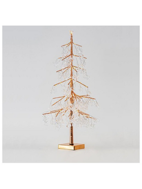 Ακρυλικο Χαλκινο Δεντρο με Αστερι Κορυφη, Μπαταριας, με Χρονοδιακοπτη, 80 Θερμα Λευκα Led, 60cm, Ip20