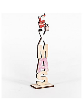 Ξυλινο Επιτραπεζιο Διακοσμητικο, Xmas, με Αγιο Βασιλη, 8x5x30cm