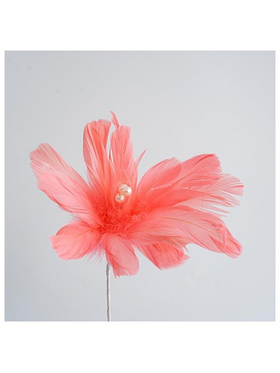 Λουλουδι με Πουπουλα, Ροζ, 28cm