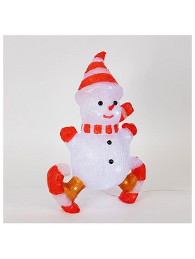 Ακρυλικος Χιονανθρωπος με Skate,  3,5v Μετασχηματιστη, 55 Λευκα led + 5 Λευκα Flashing Led, Προεκταση Παροχης 5m, 34x19x50cm, Ip44