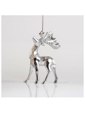 Ταρανδος Ακρυλικος, ματ Ασημι, με Glitter, 7x11,6cm