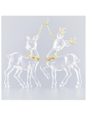 Ελαφακια Ακρυλικα, με Χρυσο Glitter και Χρυση Μεταλικη Καμπανουλα, 2 Σχεδια 10,2x0,7x12,7cm, Τιμη ανα τμχ