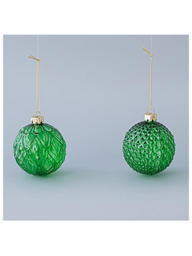 Γυαλινη  Μπαλα, Διαφανη Πρασινη, σετ 4τμχ, 8cm