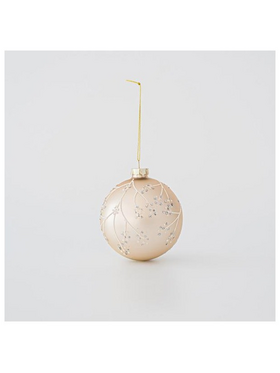 Γυαλινη Μπαλα Σαμπανι, με Λευκα Σχεδια, σετ 4τμχ, 10cm