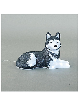 Ακρυλικο Καθιστο Χασκι, 4,5v, 50 Λευκα Led, με Μετασχηματιστη, 500cm Προεκταση Παροχης, 48x21x31,5cm, Ip44