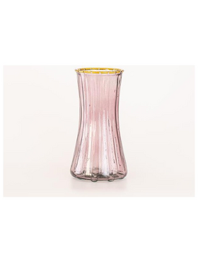 Γυαλινο Βαζο, με Αναγλυφες Γραμμες, Μωβ, 10,3x12,4x24cm