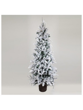 Δεντρο Ελατο Χιονισμενο, Ελβετια, με Ξυλινο Κορμο στη Βαση, 210cm