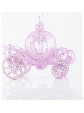 Αμαξα Κολοκυθα Ακρυλικη, με ροζ και Σαμπανι Glitter, 13,5x11cm