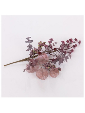 Κλαδι με Μπορντο Berries και Διακοσμητικα σε Σαπιο Μηλο, 43cm