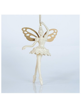 Νεραιδα Ακρυλικη, με Μπεζ Φτερα, με Glitter, 9,7x15,7cm