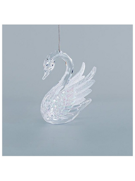 Κυκνος Ακρυλικος, με Ασπρο Glitter, 7x10,2cm