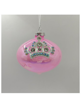 Γυαλινο Στολιδι, Κρεμμυδι, ροζ με Κορωνα, σετ 4τμχ, 10cm