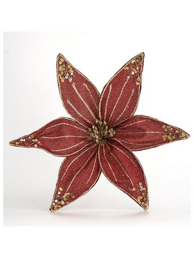 Λουλουδι Οργαντζα, Μπορντω με Glitter, 30cm