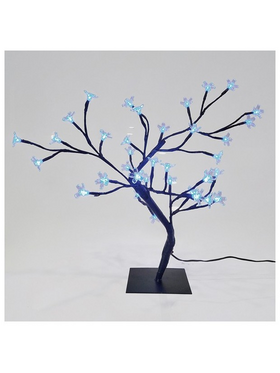 Δεντρο Κερασια, 36 led 5mm, με Λουλουδια Σιλικονης, με Μετασχηματιστη, Προεκταση Παροχης 500cm, Μπλε Led, 45cm, Ip44