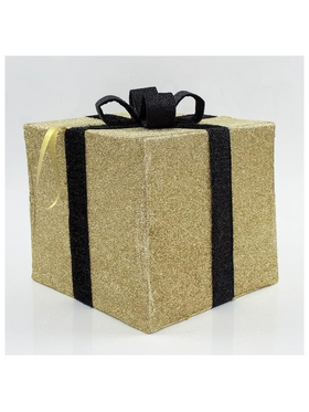 Κουτι Δωρου Υφασματινο, Χρυσο με Μαυρη Κορδελα, 50cm