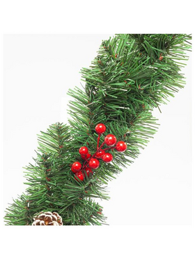 Γιρλαντα με Κλαδια, με Χιονισμενες Κουκουναρες και Berries 270x24cm, 138 Tips (Παχος των Tips 8cm- Μηκος 17cm), Πρασινο Χρωμα