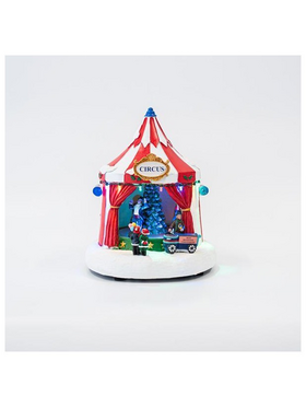 Χριστουγεννιατικη Σκηνη Τσιρκου, 10 Led, με Μετασχηματιστη, με Μουσικη και Κινηση, 21,5x21x24,5cm