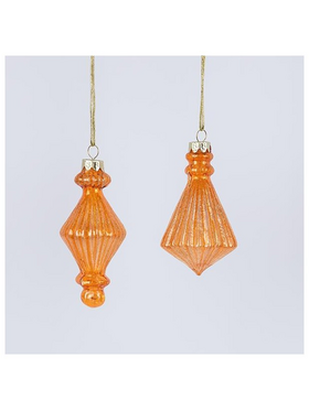 Στολιδι Γυαλινο, Πορτοκαλι, 2 Σχηματα, σετ 4τμχ, 12cm