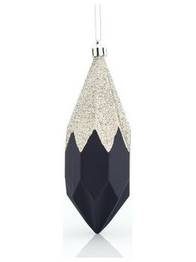 Διαμαντι Πλαστικο, Μαυρο με Σαμπανι Glitter, σet 3tmx, 13x4,5cm