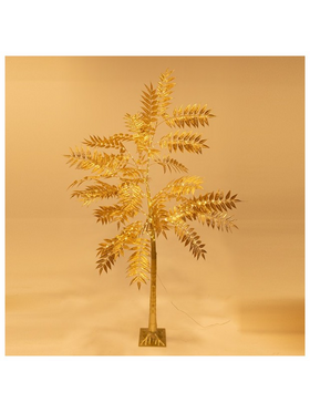 Χρυσο Δεντρο με Πλατυ Φυλλο 2,1m, 4,5v Μετασχηματιστη, 180 Θερμα Λευκα Mini Led, Προεκταση Παροχης 3m, Ip44