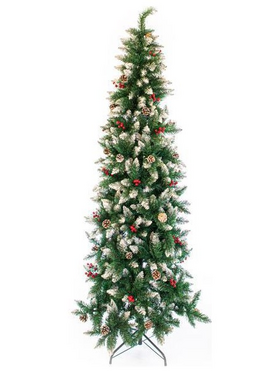Δεντρο Ελατο Βουκουρεστι, Χιονισμενο με Κοκκινα Berry, 180cm