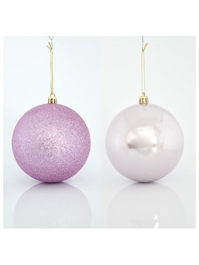 Μπαλα Πλαστικη,  Ροζ, σετ 6τμχ, (2 Περλε, 4 Glitter), 10cm