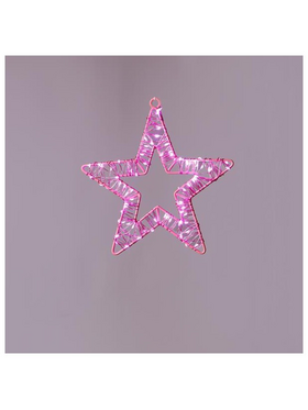 Αστερι Φωτιζομενο 23cm, 80 Μινι Led, 4,5v Μετασχηματιστη, ροζ Μεταλλικος Σκελετος, ροζ Χαλκινο Καλωδιο, ροζ Μινι Led, Προεκταση Παροχης 5m, Ip44