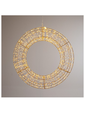 Φωτιζομενο Στεφανι 70cm, 1600 Mini Led, 31v Metaσχηματιστη, Χρονοδιακοπτη, Μπρονζε Χαλκινο Καλωδιο, Μπρονζε Μεταλλικος Σκελετος, Θερμο Λευκο Led, Προεκταση Παροχης 5m, Ip44