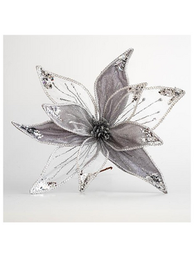 Βελουδινο Λουλουδι, Γκρι και Διαφανο, 40cm