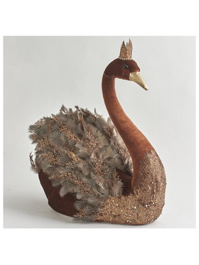 Βελουδινος Κυκνος, Καφε, με Χαλκινο Γκλιτερ, 59cm