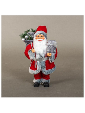 Αγιος Βασιλης Κοκκινος, με Γκρι Γουνακι, 40cm