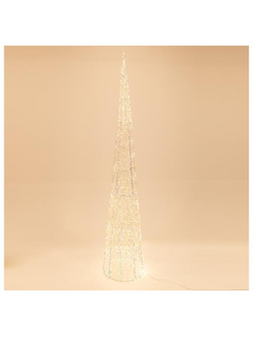 Κωνος Φωτιζομενος Ιριδιζων 280cm, 3200 Θερμα Led, 31v Μετασχηματιστη, Timer, Ασημι Χαλκινο Καλωδιο, Θερμο Λευκο Led, Προεκταση Παροχης 5m, Ip44