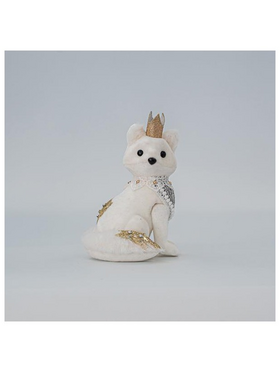 Βελουδινη Αλεπου, Λευκη, με Χρυσο Γκλιτερ, 14x13x7cm