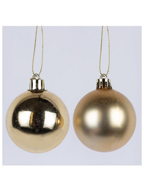 Μπαλα Πλαστικη, Χρυση, Γυαλιστερη και Ματ, σετ 6τμχ, 8cm (Top 120)