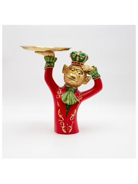 Μαιμουδιτσα με Πιατελα, Κοκκινο, Πολυρεζιν, 27.5x27.2cm