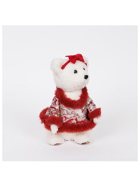 Αρκουδιτσα με Μπορντο Ρουχα και Φιογκο, 23cm