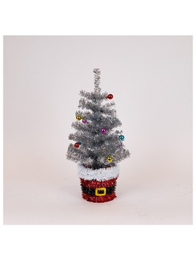 Δεντρακι Στολισμενο με Βαση αη Βασιλης, Ασημι, 45cm