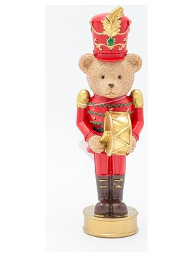 Διακοσμητικο Πολυρεζιν, Αρκουδος Στρατιωτης με Τυμπανο, 6.5x17.5cm