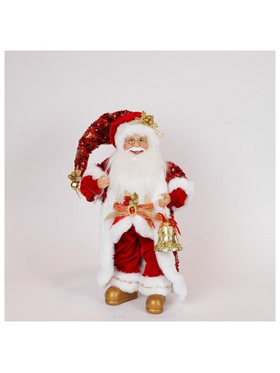 Αγιος Βασιλης με Κοκκινα Πλουμιστα Ρουχα, 45cm