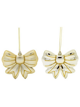 Πλαστικο Στολιδι, Φιογκος, Χρυσο, σετ 2τμχ, 11cm