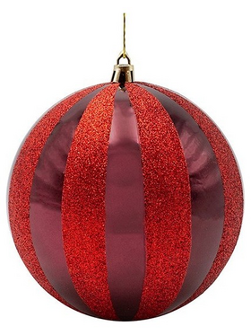 Πλαστικη Μπαλα, Μπορντο με Κοκκινο Glitter, σετ 2τμχ, 20cm