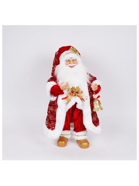 Αγιος Βασιλης με Κοκκινα Πλουμιστα Ρουχα, 60cm